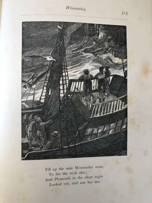 ANTIQUE HARDCOVER GILT EDGED LEATHER BOUND AND RIBBED BOOK - POEMS BY JEAN INGELOW 1867