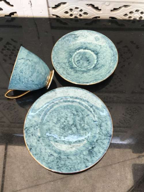 Wow!!! Collectors Rare  c1950s  Royal Albert Gossamer,Blue & Gold Gilt, Smooth Shape. Std Size.