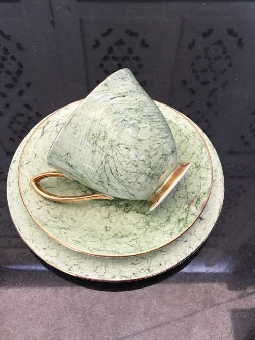 Wow!!! Collectors Rare  c1950s  Royal Albert Gossamer,Green & Gold Gilt, Smooth Shape. Std Size.