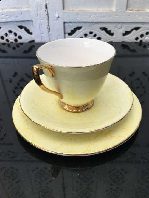 Wow!!! Collectors Rare  c1950s  Royal Albert Gossamer,Yellow & Gold Gilt, Smooth Shape. Std Size.