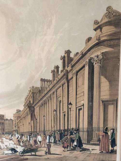 WOW !! STUNNING OLD LITHOGRAPH BY T.S.BOYS (1803 -1874) - THE BANK LOOKING TOWARDS THE MANSION HOUSE