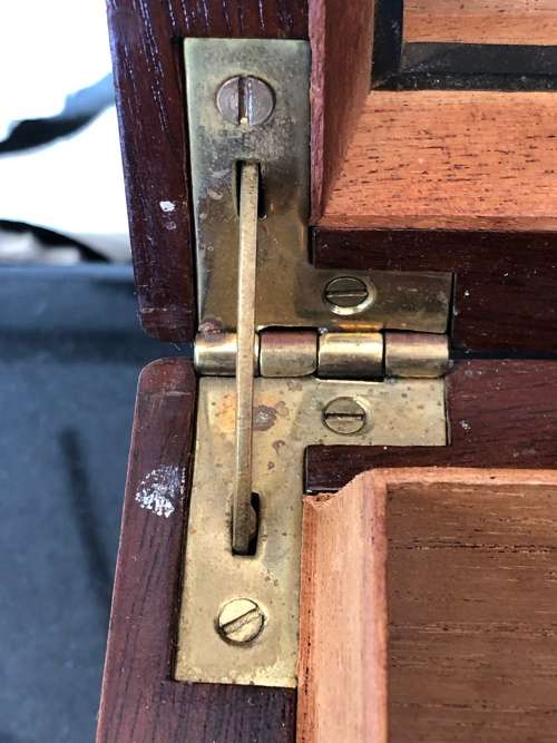 WOW !!! FANTASTIC ANTIQUE MAHOGANY CIGAR HUMIDOR INCLUDING A SOLINGEN CIGAR CUTTER