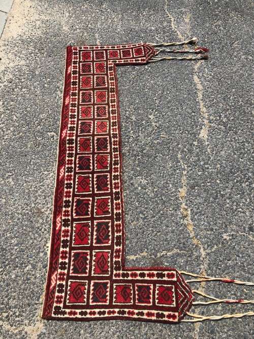 PURE WOOL HAND KNOTTED ANTIQUE AFGHAN TURKOMAN PERSIAN TENT OR DOUBLE DOOR HANGING 1465 X 870mm