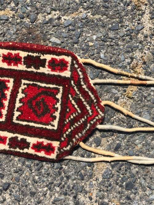 PURE WOOL HAND KNOTTED ANTIQUE AFGHAN TURKOMAN PERSIAN TENT OR DOUBLE DOOR HANGING 1465 X 870mm