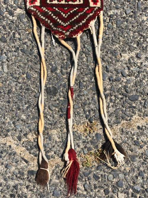 PURE WOOL HAND KNOTTED ANTIQUE AFGHAN TURKOMAN PERSIAN TENT OR DOUBLE DOOR HANGING 1465 X 870mm