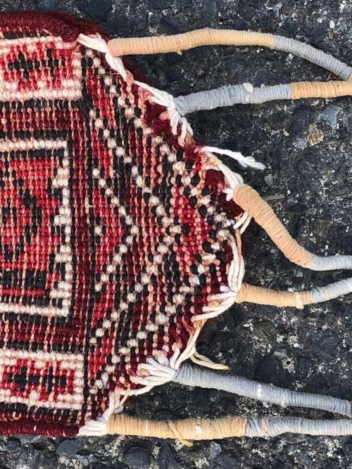 PURE WOOL HAND KNOTTED ANTIQUE AFGHAN TURKOMAN PERSIAN TENT OR DOUBLE DOOR HANGING 1465 X 870mm