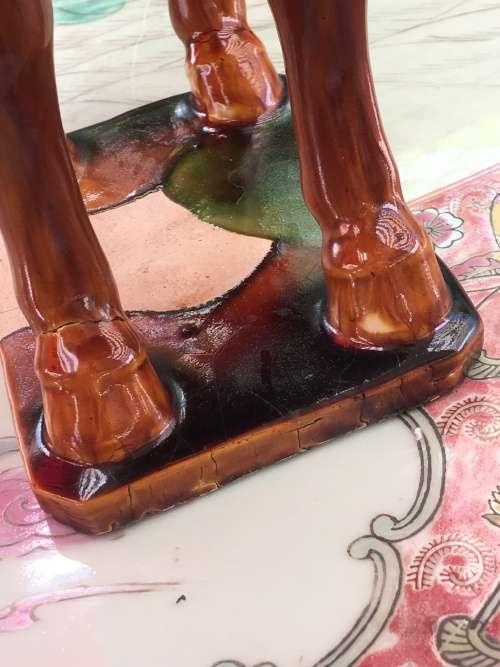 Beautiful Vintage Hand Made Chinese Tang Sancai Glazed Horse. Makers Seal On Base
