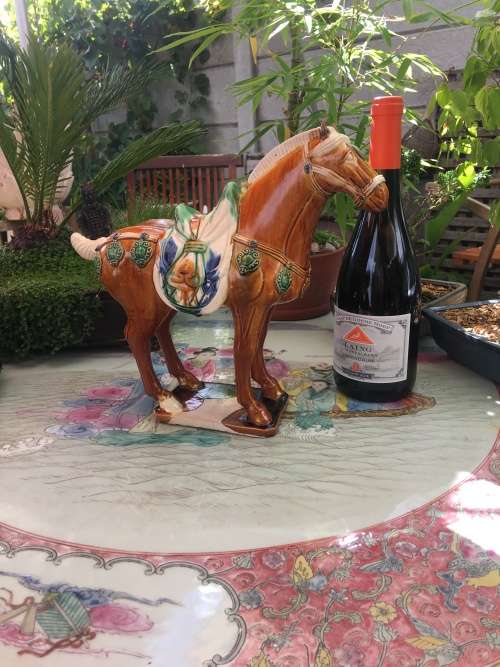 Beautiful Vintage Hand Made Chinese Tang Sancai Glazed Horse. Makers Seal On Base