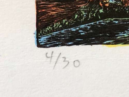 MZUZILE MDUDUZI XAKAZA - SA ARTIST - LIMITED EDITION 4/30 - LANDSCAPE WITH ROAD TO VUMA - FRAMED