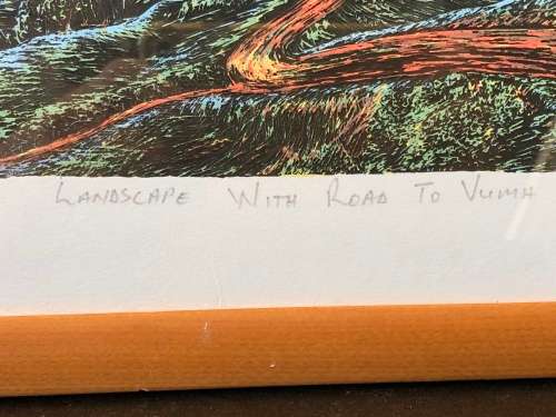 MZUZILE MDUDUZI XAKAZA - SA ARTIST - LIMITED EDITION 4/30 - LANDSCAPE WITH ROAD TO VUMA - FRAMED