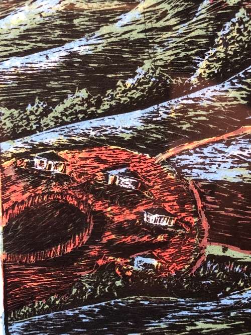 MZUZILE MDUDUZI XAKAZA - SA ARTIST - LIMITED EDITION 4/30 - LANDSCAPE WITH ROAD TO VUMA - FRAMED