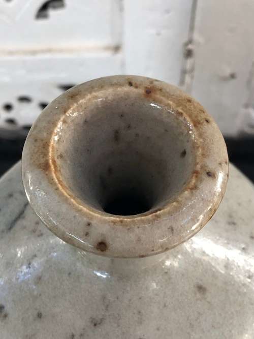 INVESTMENT ART - ANDREW WALFORD (1942 - ) A STONEWARE VASE WITH IRON AND COBALT DESIGN - SIGNED