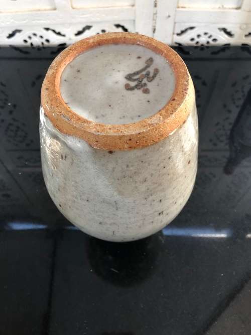 INVESTMENT ART - ANDREW WALFORD (1942 - ) A STONEWARE VASE WITH IRON AND COBALT DESIGN - SIGNED