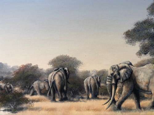 BOYI MOLEFE - LISTED SA ARTIST ORIGINAL OIL ON CANVAS IN A GORGEOUS RUSTIC FRAME - DATED 1992