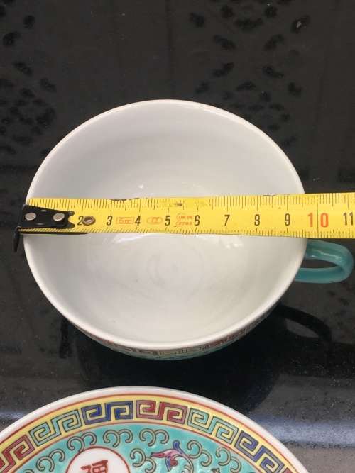 Stunning Vintage c1970s Zhongguo Zhi Zao Green Enamel Hand Painted Large Sugar Pot & Lid  500ml