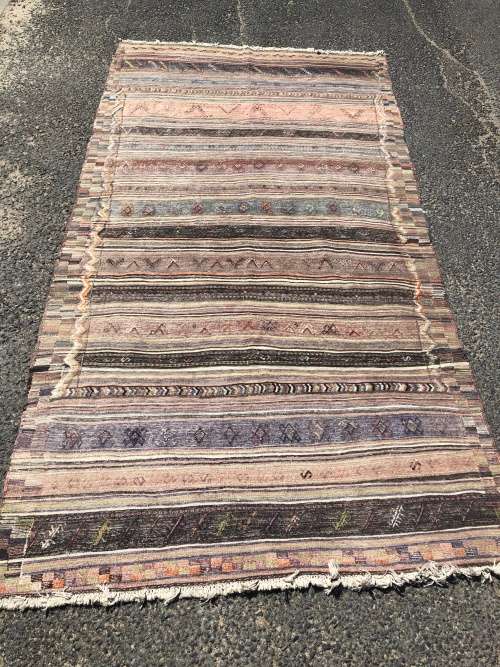 WOW !!! STUNNING LARGE WORN PURE WOOL HAND KNOTTED VINTAGE KALATI KILIM PERSIAN CARPET 2920 X 1510mm