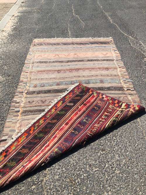 WOW !!! STUNNING LARGE WORN PURE WOOL HAND KNOTTED VINTAGE KALATI KILIM PERSIAN CARPET 2920 X 1510mm