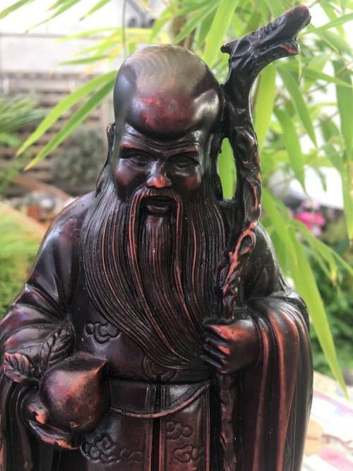 Vintage Sanxing Chinese Resin Hand Carved Figurine Set Three Deities Fu Lu Shou.