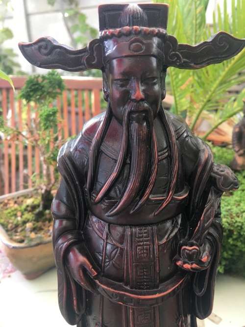 Vintage Sanxing Chinese Resin Hand Carved Figurine Set Three Deities Fu Lu Shou.