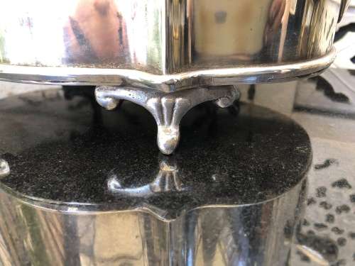 WOW !!! LARGE VINTAGE FOOTED SILVER PLATED TWIN HANDLED PLANTER - UNMARKED