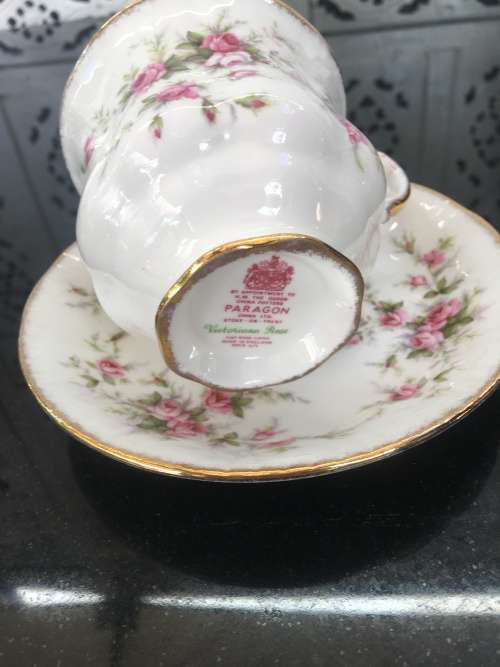 Rare c1966  Paragon "Victoriana Rose" By Appointment to Her Majesty The Queen. Tea Duo