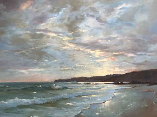 INVESTMENT ART !! TITTA FASCIOTTI (SA 1927-1993) ORIGINAL OIL ON BOARD SEASCAPE - SIGNED AND FRAMED