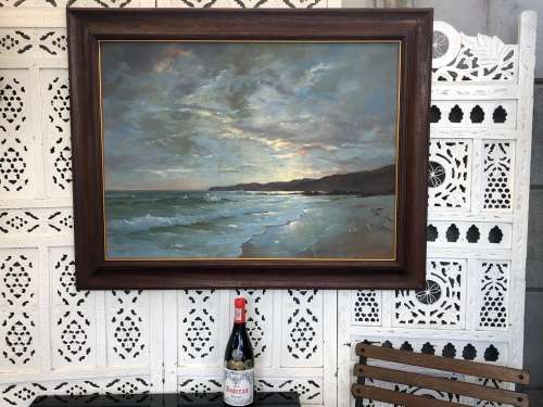 INVESTMENT ART !! TITTA FASCIOTTI (SA 1927-1993) ORIGINAL OIL ON BOARD SEASCAPE - SIGNED AND FRAMED