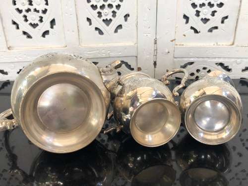 WOW !!! GORGEOUS VINTAGE SILVER PLATED TEA SET ON A SILVER PLATED TWIN HANDLED TRAY