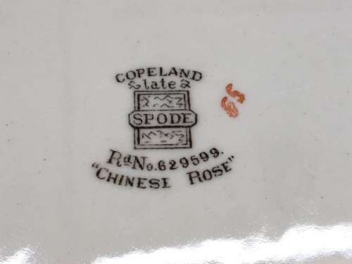 Collectors c1947 Copeland Spode Chinese Rose Pattern Large Platter. Reg:629599. Imprint mark J47