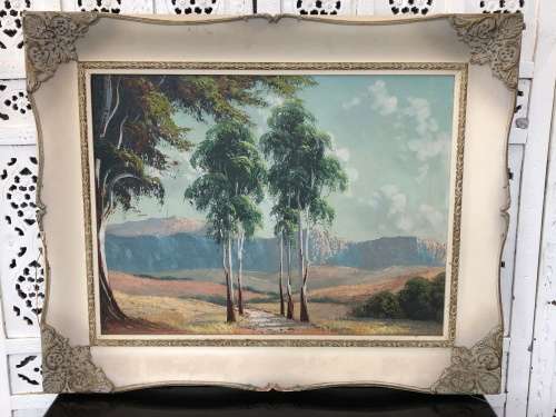 WOW !!! STUNNING OIL ON BOARD LANDSCAPE PAINTING IN A CLASSIC VINTAGE FRAME -SIGNED GIBSON