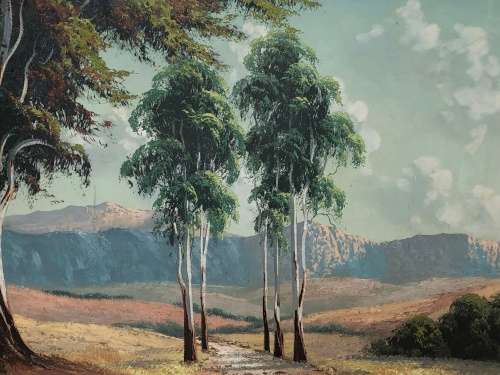 WOW !!! STUNNING OIL ON BOARD LANDSCAPE PAINTING IN A CLASSIC VINTAGE FRAME -SIGNED GIBSON