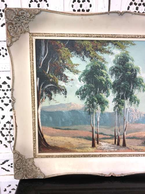 WOW !!! STUNNING OIL ON BOARD LANDSCAPE PAINTING IN A CLASSIC VINTAGE FRAME -SIGNED GIBSON