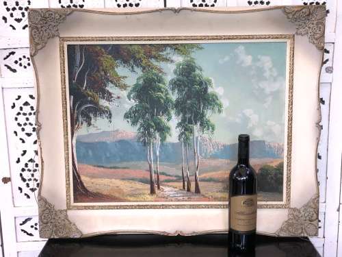 WOW !!! STUNNING OIL ON BOARD LANDSCAPE PAINTING IN A CLASSIC VINTAGE FRAME -SIGNED GIBSON