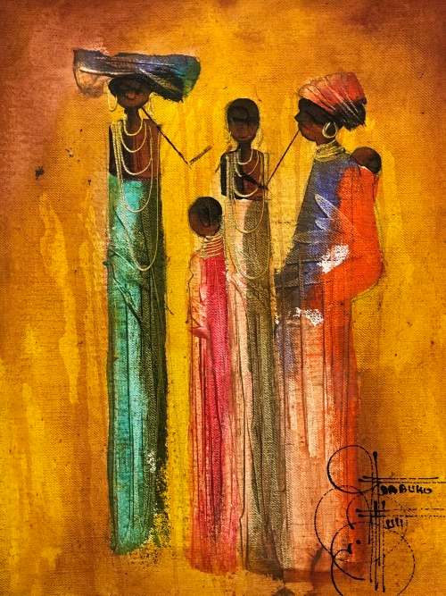 WOW !!! NDABUKO NTULI A WELL ESTABLISHED SOUTH AFRICAN ARTIST OIL ON CANVAS