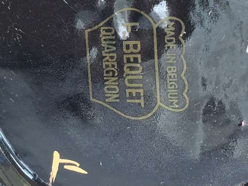 Vintage Mid 1900s Henri Bequet Pottery Quaregnon, Belgium, Majolica Hand Painted & Gold Gilt Vase