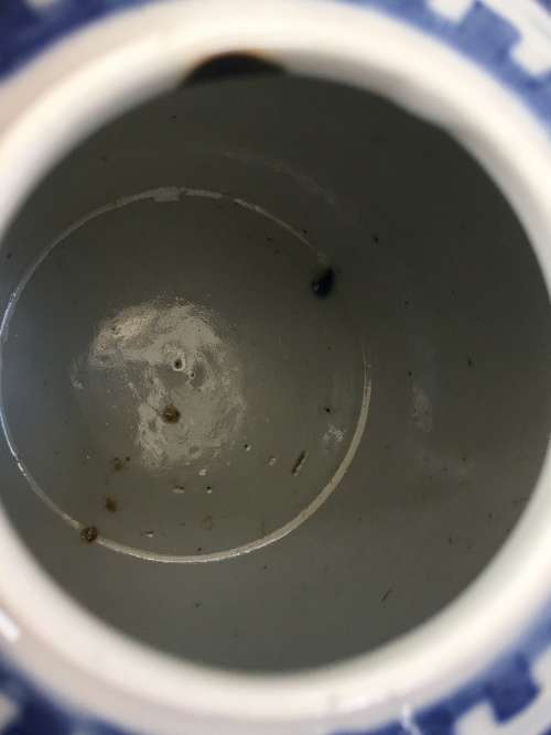 Absolutely Beautiful Old Hand Painted  Chinese Kangxi Double Blue Ring Prunus Ginger Jar.