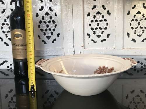 Discontinued Mid 1900s "Castle On The Lake" Brown Salad Bowl, By Johnsons brother England