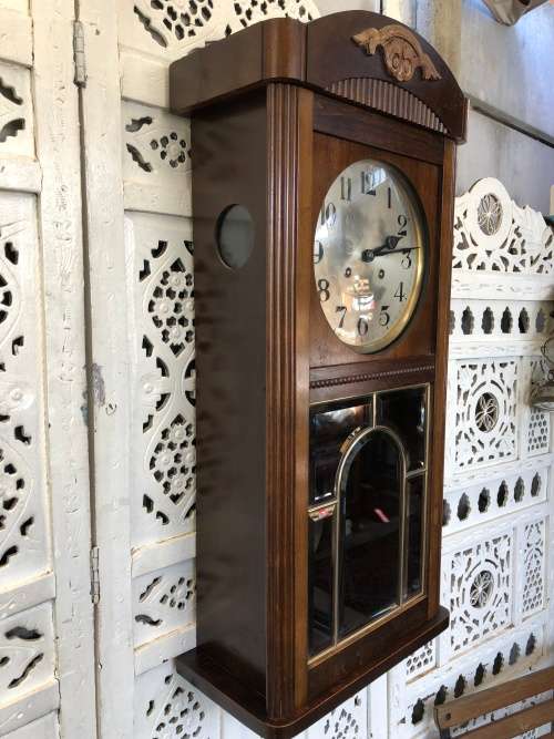 WHAT A BEAUTY !!! ANTIQUE GUSTAV BECKER MAHOGANY CASED WALL CLOCK CIRCA  EARLY 1900's WORKING 100%