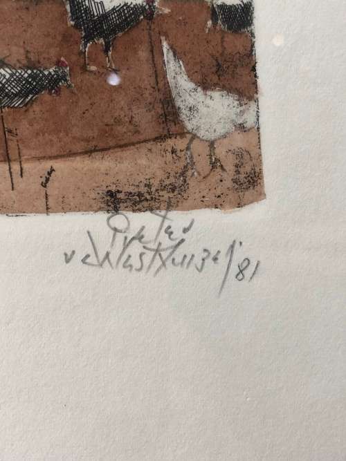 WOW !!! PIETER VAN DER WESTHUIZEN ETCHING - FRAMED - NUMBERED AND SIGNED IN PENCIL