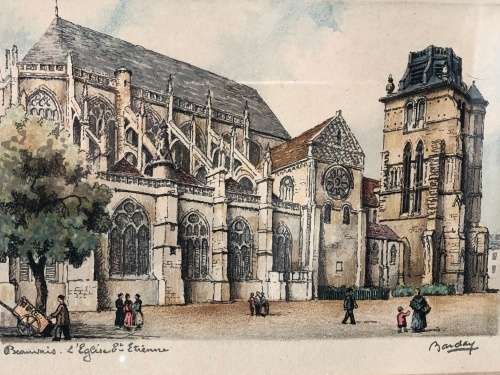 WOW !!! FRANCIS BARDAY - 20th CENTURY FRENCH ARTIST - SIGNED HAND COLORED LITHOGRAPH