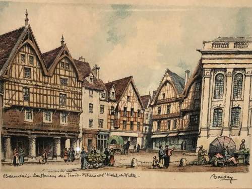 WOW !!! FRANCIS BARDAY - 20th CENTURY FRENCH ARTIST - SIGNED HAND COLORED LITHOGRAPH