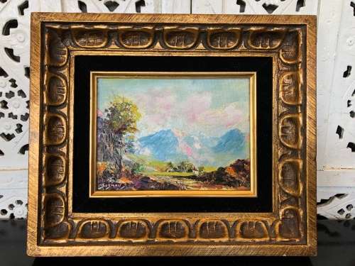 INVESTMENT ART !!! BERNARD BOSMAN (1911 - 1981) STUNNING GILT FRAMED OIL ON BOARD LANDSCAPE