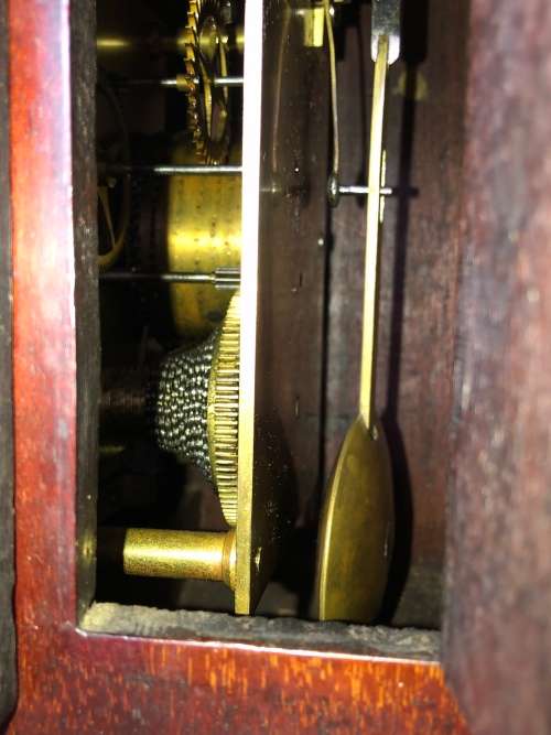 WOW !! STUNNING 1860's MAHOGANY CASED FUSEE MOVEMENT STATION CLOCK - WORKING 100%