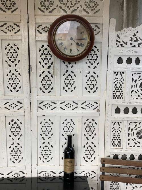 WOW !! STUNNING 1860's MAHOGANY CASED FUSEE MOVEMENT STATION CLOCK - WORKING 100%