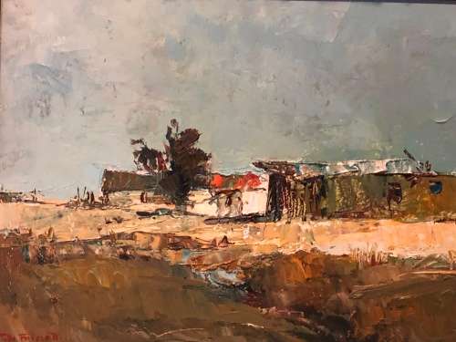 INVESTMENT ART !! TITTA FASCIOTTI (SA 1927-1993) STUNNING OIL ON BOARD LANDSCAPE - SIGNED AND FRAMED