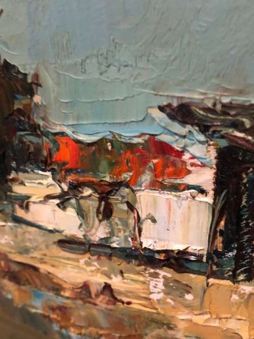 INVESTMENT ART !! TITTA FASCIOTTI (SA 1927-1993) STUNNING OIL ON BOARD LANDSCAPE - SIGNED AND FRAMED