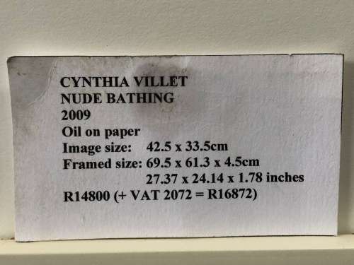 INVESTMENT ART !! CYNTHIA VILLET (1934 - 2018) SA 20th CENTURY FRAMED OIL ON PAPER - AUTHENTICATED