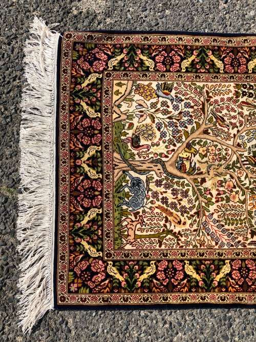 INVESTMENT OPPORTUNITY ~ A RARE AND VALUABLE EXQUISITE QUM PURE SILK PERSIAN CARPET - TREE OF LIFE