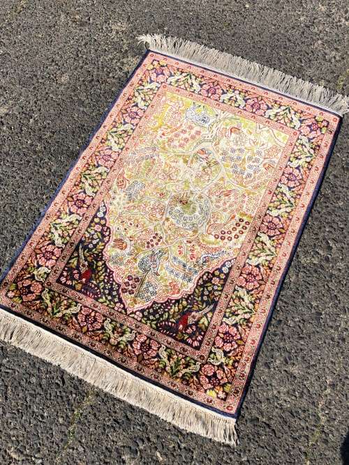 INVESTMENT OPPORTUNITY ~ A RARE AND VALUABLE EXQUISITE QUM PURE SILK PERSIAN CARPET - TREE OF LIFE