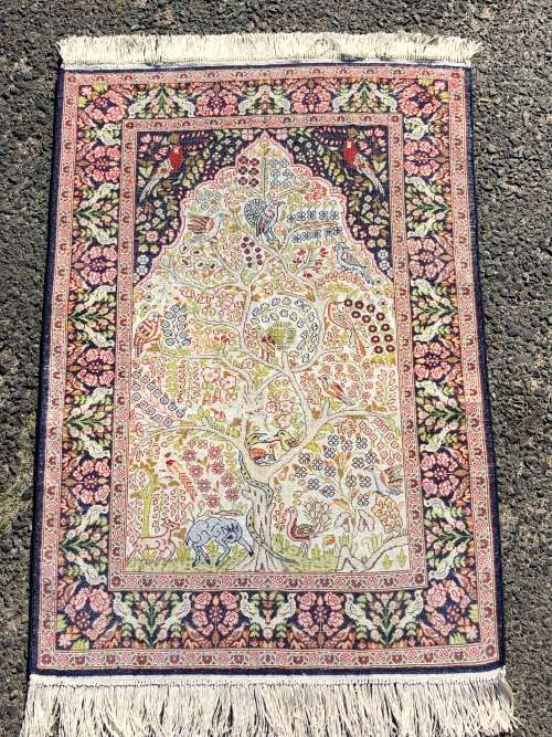 INVESTMENT OPPORTUNITY ~ A RARE AND VALUABLE EXQUISITE QUM PURE SILK PERSIAN CARPET - TREE OF LIFE